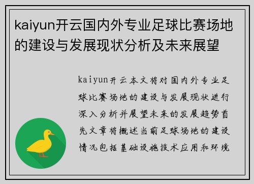 kaiyun开云国内外专业足球比赛场地的建设与发展现状分析及未来展望